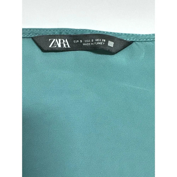 Zara Green Satin Effect Wrap Dress Size Small Coctail Wedding - Picture 6 of 9